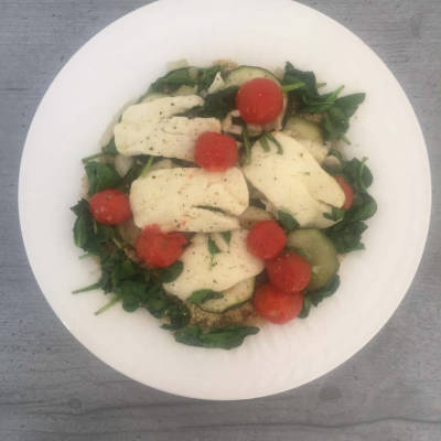Goat Cheese Spinach and Tomato Dish